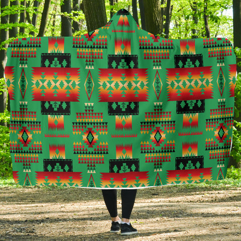 Powwow Store gb nat00046 05 green native pattern hooded blanket