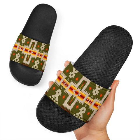 Powwow Store nat00062 12 dark green tribe design native american slide sandal