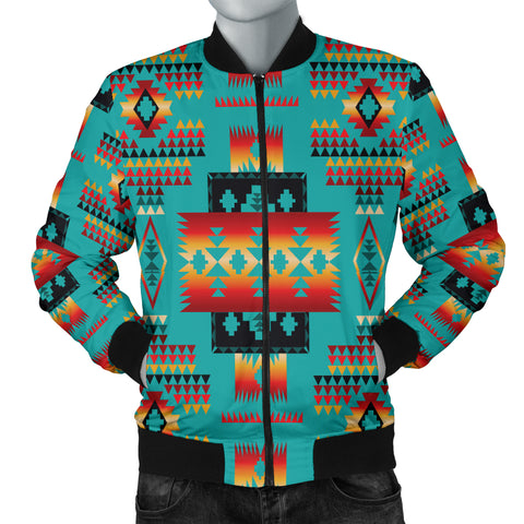 Powwow Store gb nat00046 01 blue native tribes pattern native american mens bomber jacket