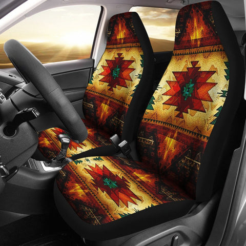 GB-NAT00068 Tribal Dark Brown Native American Design Car Seat Covers - Powwow Store