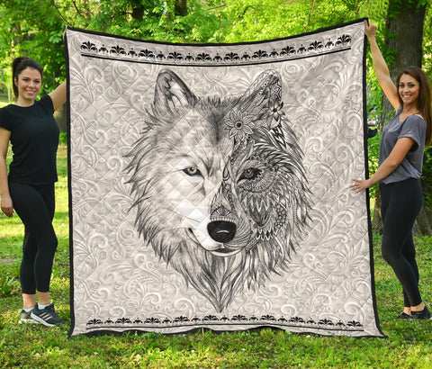 White Wolf Native Amercan Premium Quilt - Powwow Store