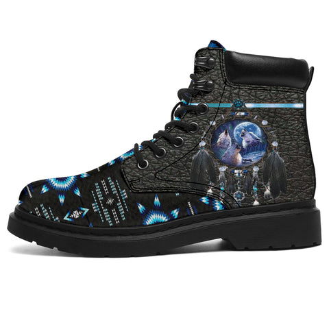 Powwow StoreBlue Dream Catcher Wolf  AllSeason Boots