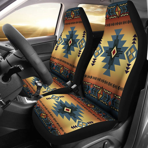 Blue Diamond Triangles Native American Car Seat Covers - Powwow Store