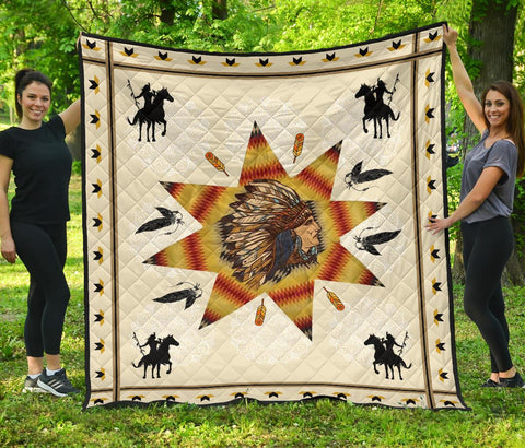 Native American Chief & Warriors Premium Quilt - Powwow Store