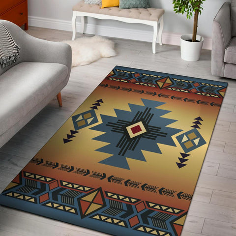 Southwest Blue Symbol Native American Area Rug - Powwow Store