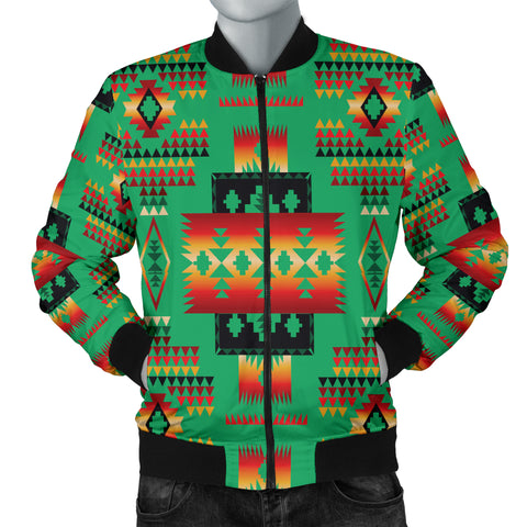 Powwow Store gb nat00046 05 green native pattern mens bomber jacket