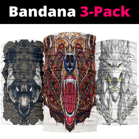 Powwow Store bear 3d art bandana 3 pack