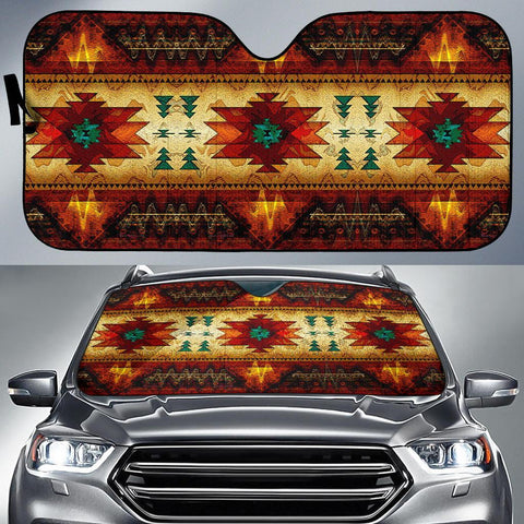 Southwest Brown Symbol Native American Design Auto Sun Shades no link - Powwow Store