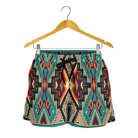 Tribe Blue Pattern  All Over Print Women's Shorts - Powwow Store