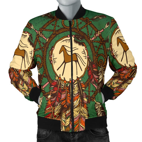 Green Horse Native American Bomber Jacket - Powwow Store