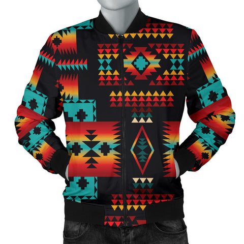 Powwow Store gb nat00046 02 bbja01 navy native tribes pattern native american bomber jacket