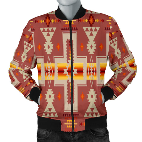 Powwow Store gb nat00062 11 tan tribe design native mens bomber jacket