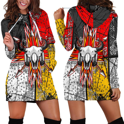 Bison Arrow Native American Women's Hoodie Dress - ProudThunderbird