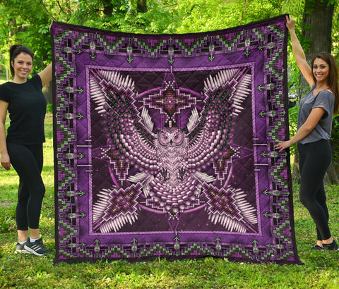Powwow StoreQLT0003  Pattern Purple Mandala Premium Quilt