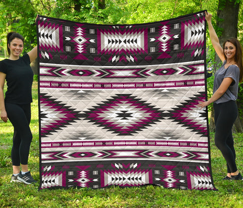 Powwow StoreGBNAT0052802 Purple Colors Pattern Premium Quilt