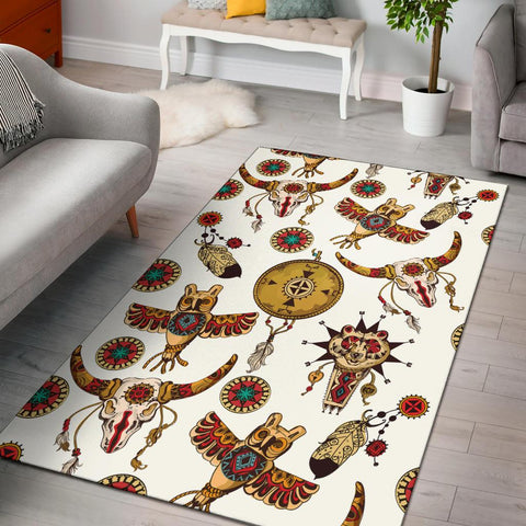 Owl Bison Pattern Native American Area Rug - Powwow Store