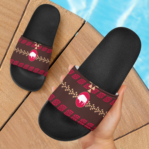 Brown Bison Native American Slide Sandals - ProudThunderbird
