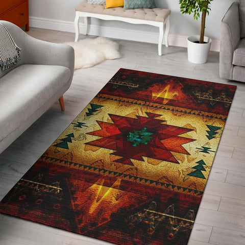 United Tribes Brown Design Native American Area Rug - Powwow Store