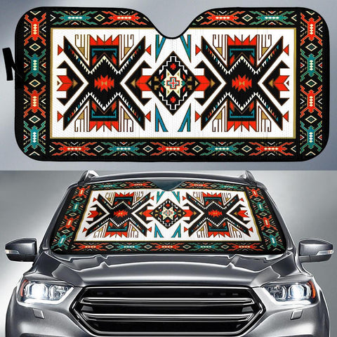 Tribal Colorful Pattern Native American Pride 3D Auto Sun Shades no link - Powwow Store