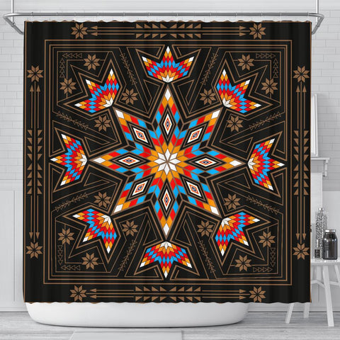 Black Geometric Native American Shower Curtain - Powwow Store