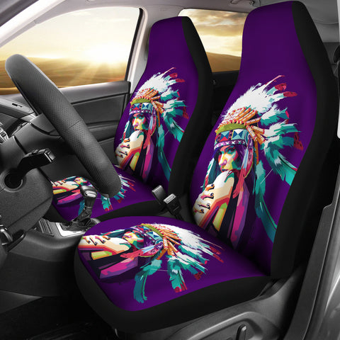 Powwow Store gb nat00483 girl with feather headdress car seat covers