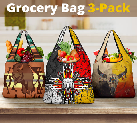 Powwow Store bison buffalo native american grocery bags