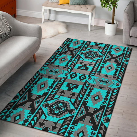 Powwow StoreGBNAT00626 Pattern Blue Native Area Rug