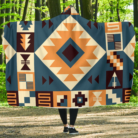 Powwow Store gb nat00427 navy arrow pattern hooded blanket
