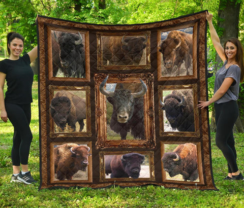 Bison Buffaloes Native American Premium Quilt - Powwow Store
