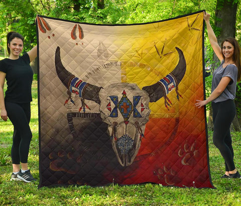 Bison Medicine Wheels Native American Premium Quilt - ProudThunderbird