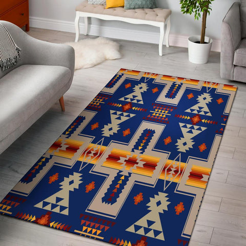 Navy Tribe Design Native American Area Rug - Powwow Store