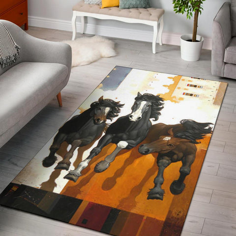 Horses Warrior Native American Pride Area Rug - ProudThunderbird