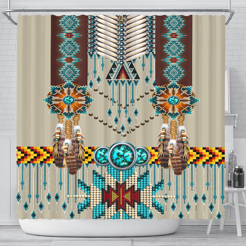 Powwow Store turquoise blue pattern breastplate native american shower curtain gb nat00069 scur01