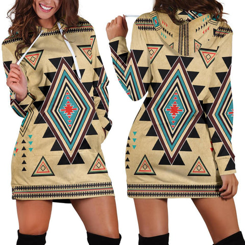 Southwest Symbol Native American Hoodie Dress - Powwow Store