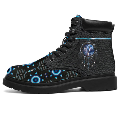 Powwow StoreBlue Dream Catcher Wolf AllSeason Boots NEW