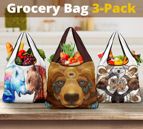 Powwow Store bear dreamcatcher fire and ice grocery bags new