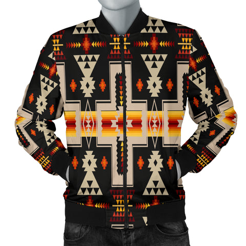 Powwow Store gb nat00062 01 black tribe design native american mens bomber jacket