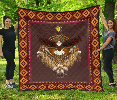 Eagle Sun Symbols Native American Premium Quilt - ProudThunderbird