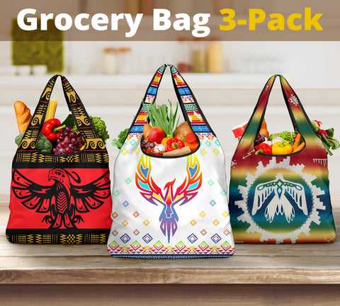 Powwow Store thunderbird colorful grocery bags