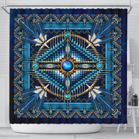 Mandala Blue Native American Shower Curtain - Powwow Store