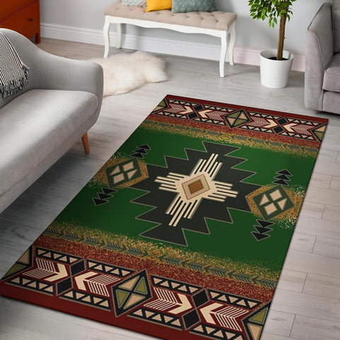 Indigenous Design Green Native American Pride Area Rug - ProudThunderbird