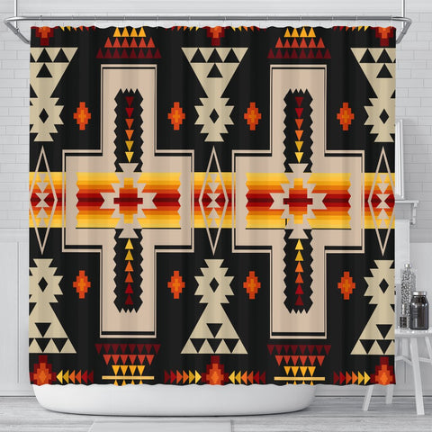 Black Native Tribes Pattern Native American Shower Curtain - Powwow Store