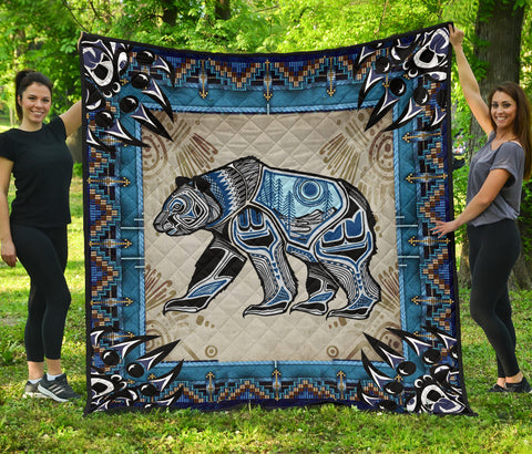 Powwow StoreGBNAT00632 Bear Symbol Native Premium Quilt