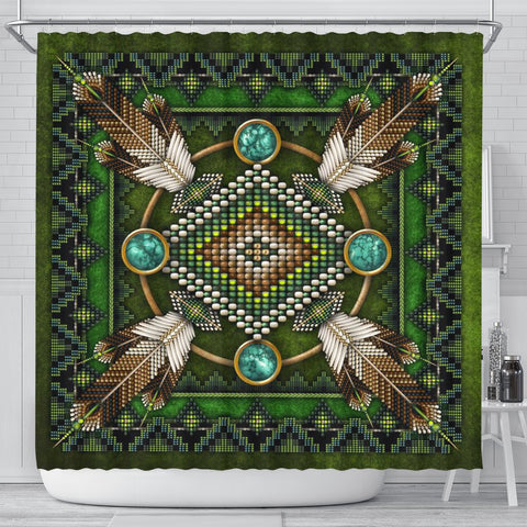 Green Mandala Native American Shower Curtain - Powwow Store