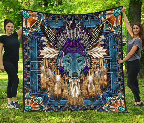 Powwow StoreQLT0007  Pattern Blue Mandala Premium Quilt
