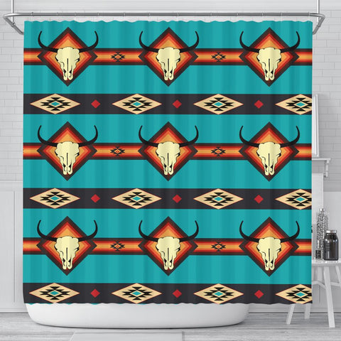 Blue Little Bison Shower Curtain - Powwow Store