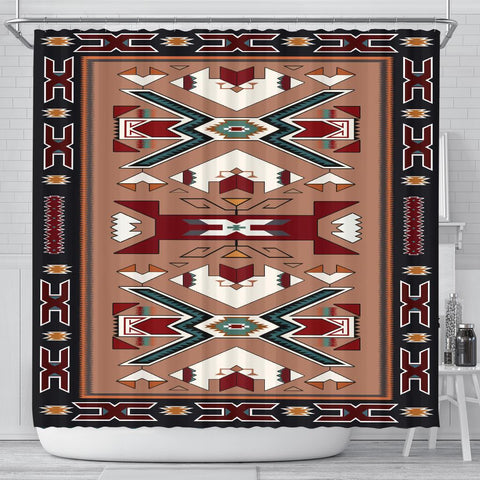 Orange Geometric Native American Shower Curtain - Powwow Store