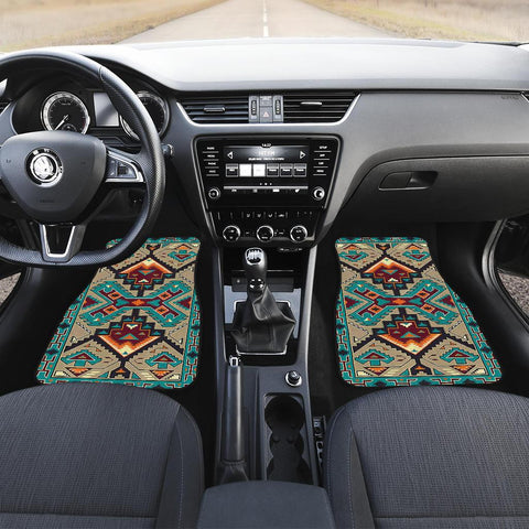 Tribe Blue Pattern Native American Front Car Mats (Set Of 2) - Powwow Store