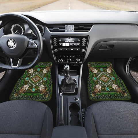 Mandala Green Native American Front Car Mats (Set Of 2) - Powwow Store
