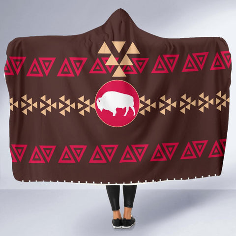 Brown Bison Native American Pride Hooded Blanket - ProudThunderbird